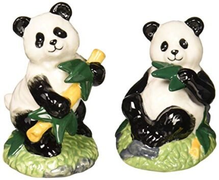 ATD SS-ATD-53047, 3 Inch Black and White Pandas Eating Bamboo Salt and Pepper Shakers, 3″