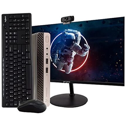 HP ProDesk 400G3 Micro Desktop Computer PC, Intel Quad Core i5, 16GB RAM, 512 GB SSD, Windows 10 Pro, 23.6 Periphio Monitor, New Periphio Webcam, Wireless Keyboard & Mouse, HDMI, WiFi (Renewed)