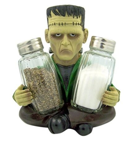 World of Wonders Frankenstein Figurine Decorative Spice Holder with Refillable Salt and Pepper Shakers 3 Piece Set | Universal Monsters Goth Kitchen Accessories – 5.5″