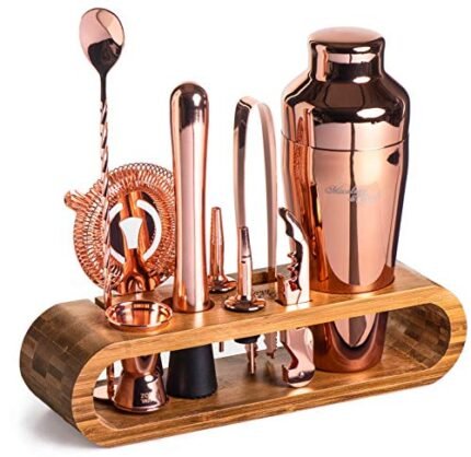 Mixology Bartender Kit: 10-Piece Bar Tool Set with Bamboo Stand | Perfect Home Bartending Kit and Martini Cocktail Shaker Set For a Perfect Drink Mixing Experience | Fun Housewarming Gift (Copper)