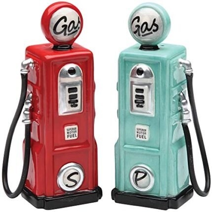 4.25 Inch Road Trip Red and Blue Gas Pumps Salt and Pepper Shakers