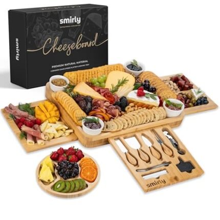 SMIRLY Charcuterie Boards Gift Set: Charcuterie Board Set, Bamboo Cheese Board Set – House Warming Gifts New Home, Wedding Gifts for Couple, Bridal Shower Gift