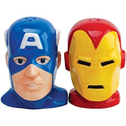 Captain America and Iron Man Heads Salt and Pepper Shakers