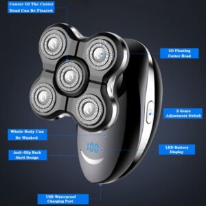 image1 Waterproof Electric Head Shaver