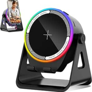 image1_2e730e18-70d6-4aee-9d39-c572569be095 4-in-1 Wireless Induction Speaker with RGB Lights & Phone Stand | 360° Rotating Design